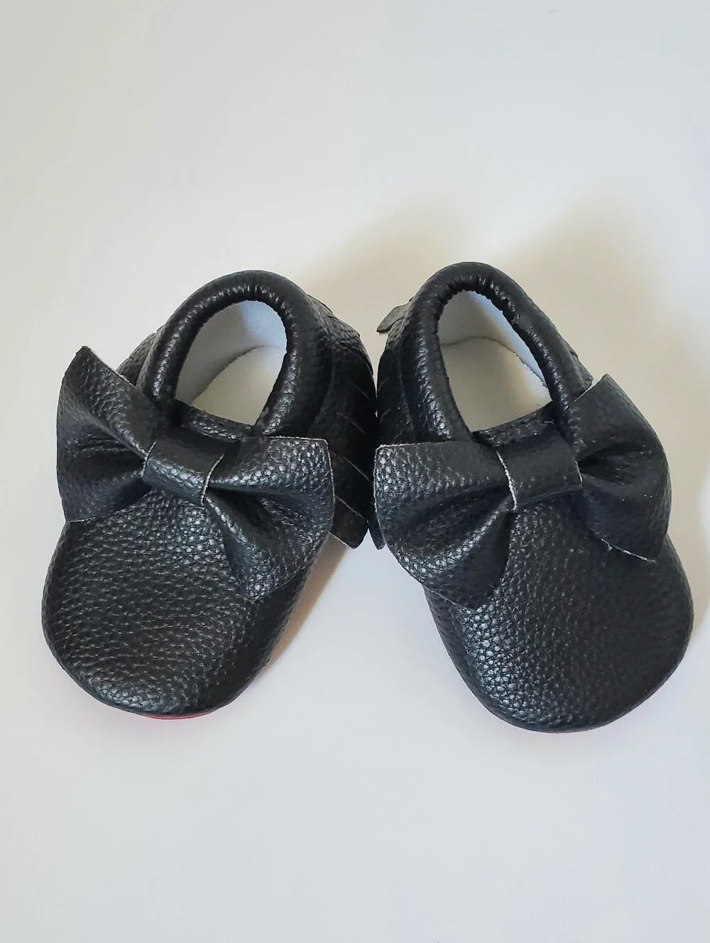 Baby Bow Pebble Leather Slip On Red Bottoms Moccasins 2 Pairs Black And Gold